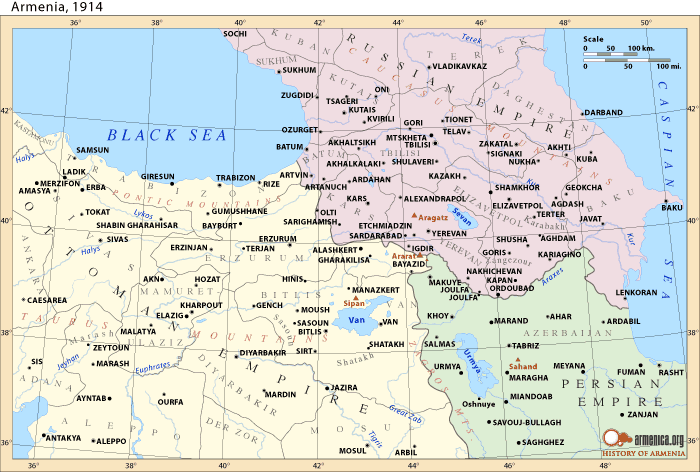 World Map Of 1914. Armenia, 1914