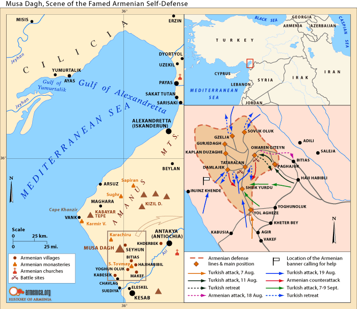 Map of the Historical defence at Musa Dagh, 1915