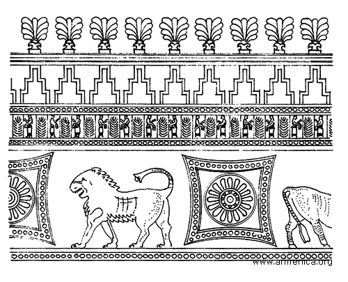 Lions. A fragment of murals of the small hall